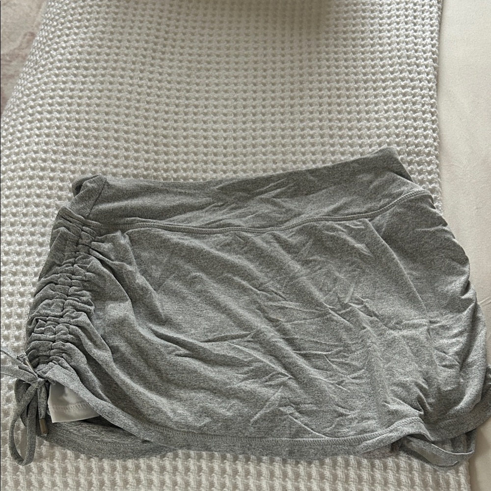 Gray Ruched Mini Skirt